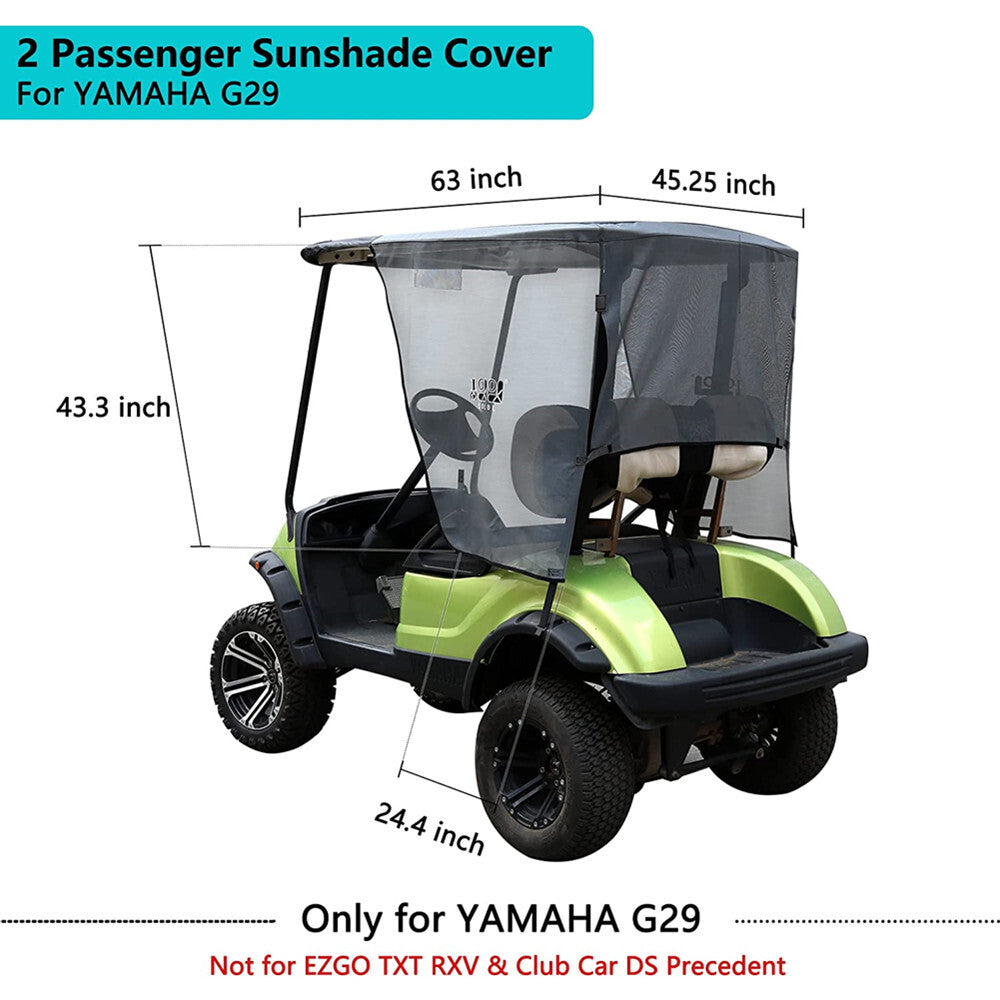 10L0L 2 Passenger Golf Cart Sun Visor for Yamaha G29 Foldable Golf Cart Sun Shade Blocks Heat and Sun