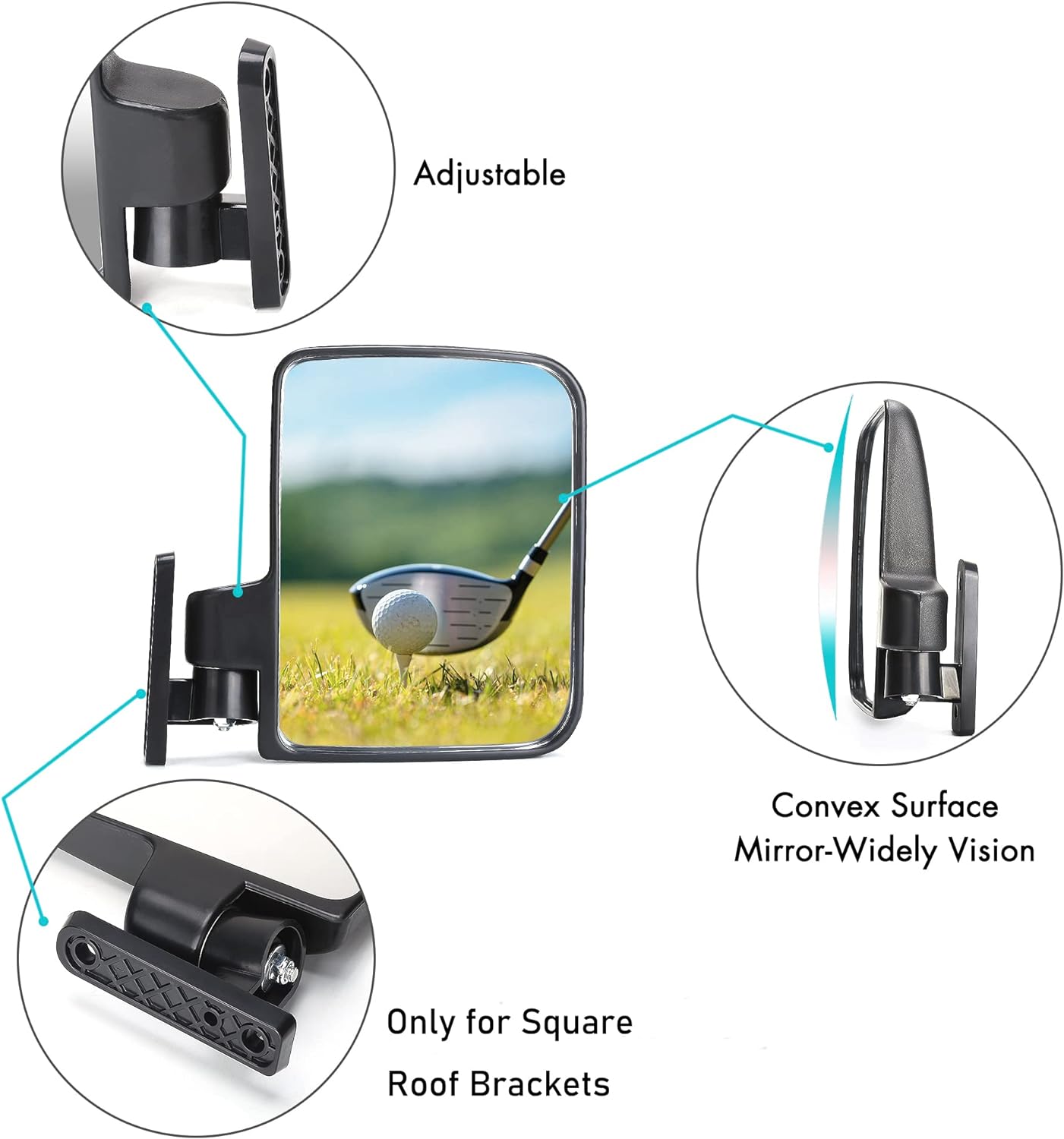 10L0L Golf Cart Side Mirrors Clear Vision for a Safer Golfing Experience - 10L0L