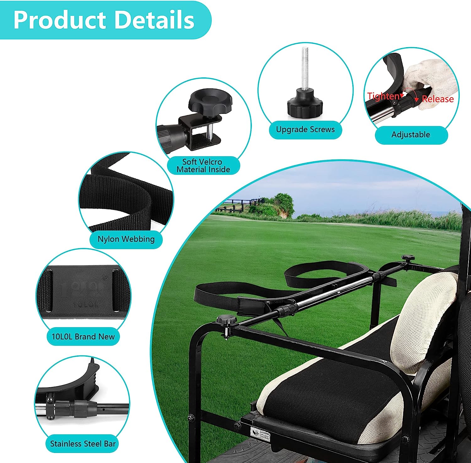 10L0L Universal Golf Bag Attachment Golf Bag Holder Bracket/Bar Rack For Universal Golf Cart Rear Seat