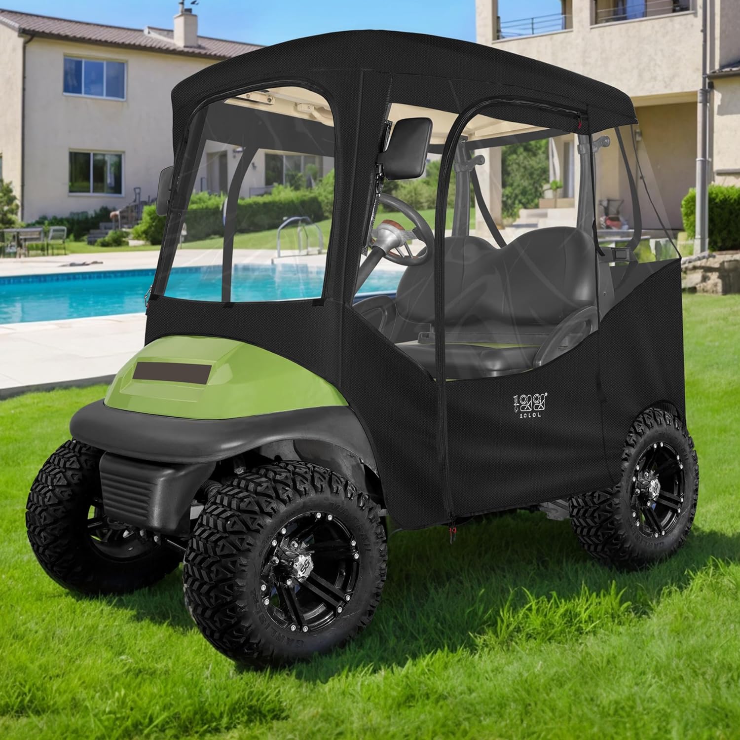 2 Passenger Golf Cart Cover & Enclosure Waterproof for Club Car Provides Full Protection