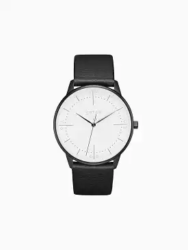 Aalto Watch with Black & White Dial | Black Vegan Leather Strap