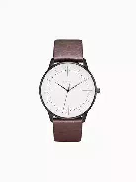 Aalto Watch with Black & White Dial | Brown Vegan Leather Strap