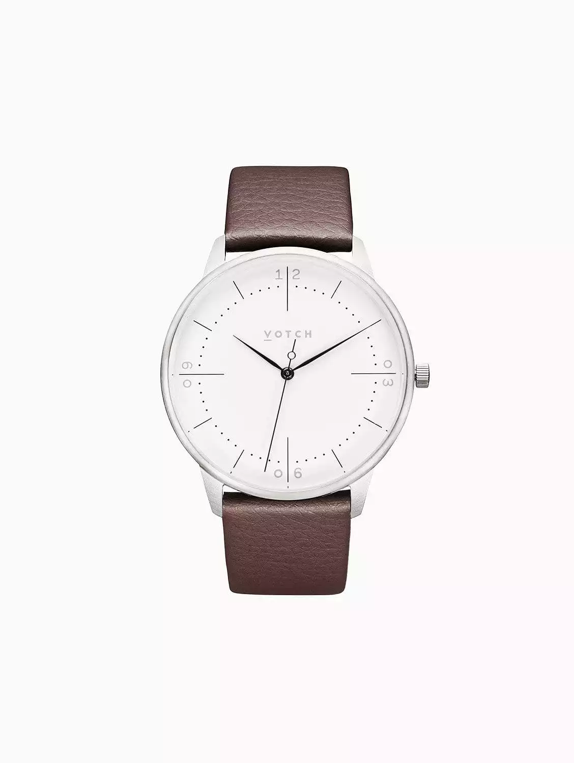 Aalto Watch with Silver & White Dial | Brown Vegan Leather Strap