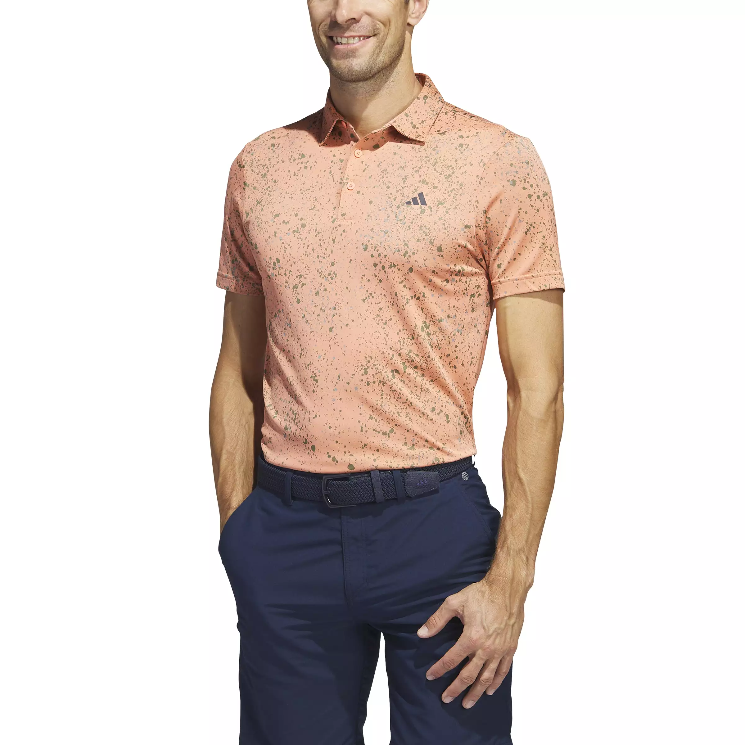 adidas Golf Shirt - Jacquard Polo - Coral Fusion SS23