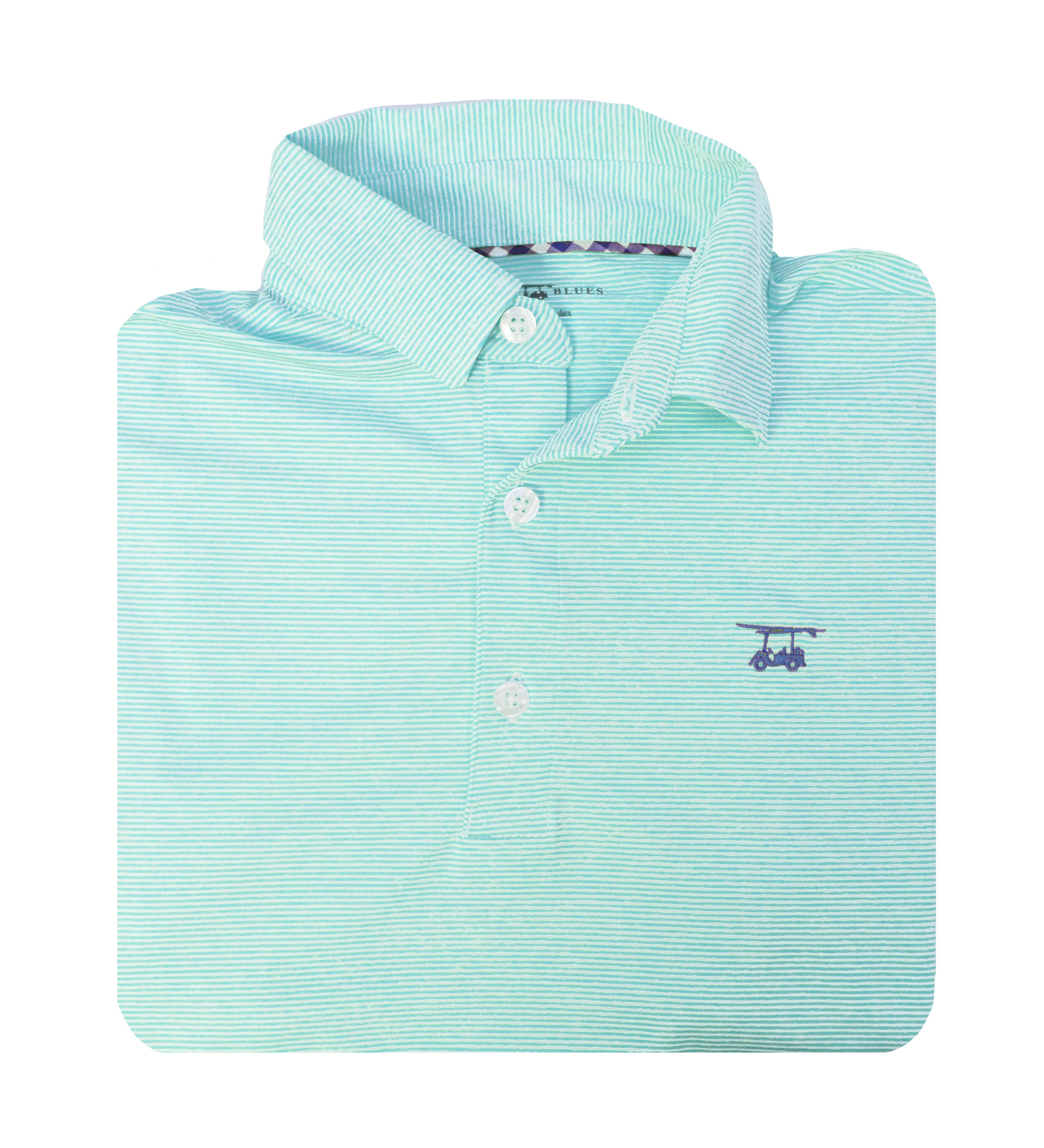 Albatross Polo - Heather Aruba/White Microstripes