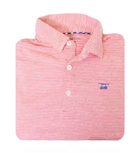 Albatross Polo - Heather Coral/White Microstripes