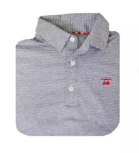 Albatross Polo - Heather Medieval/White Microstripes