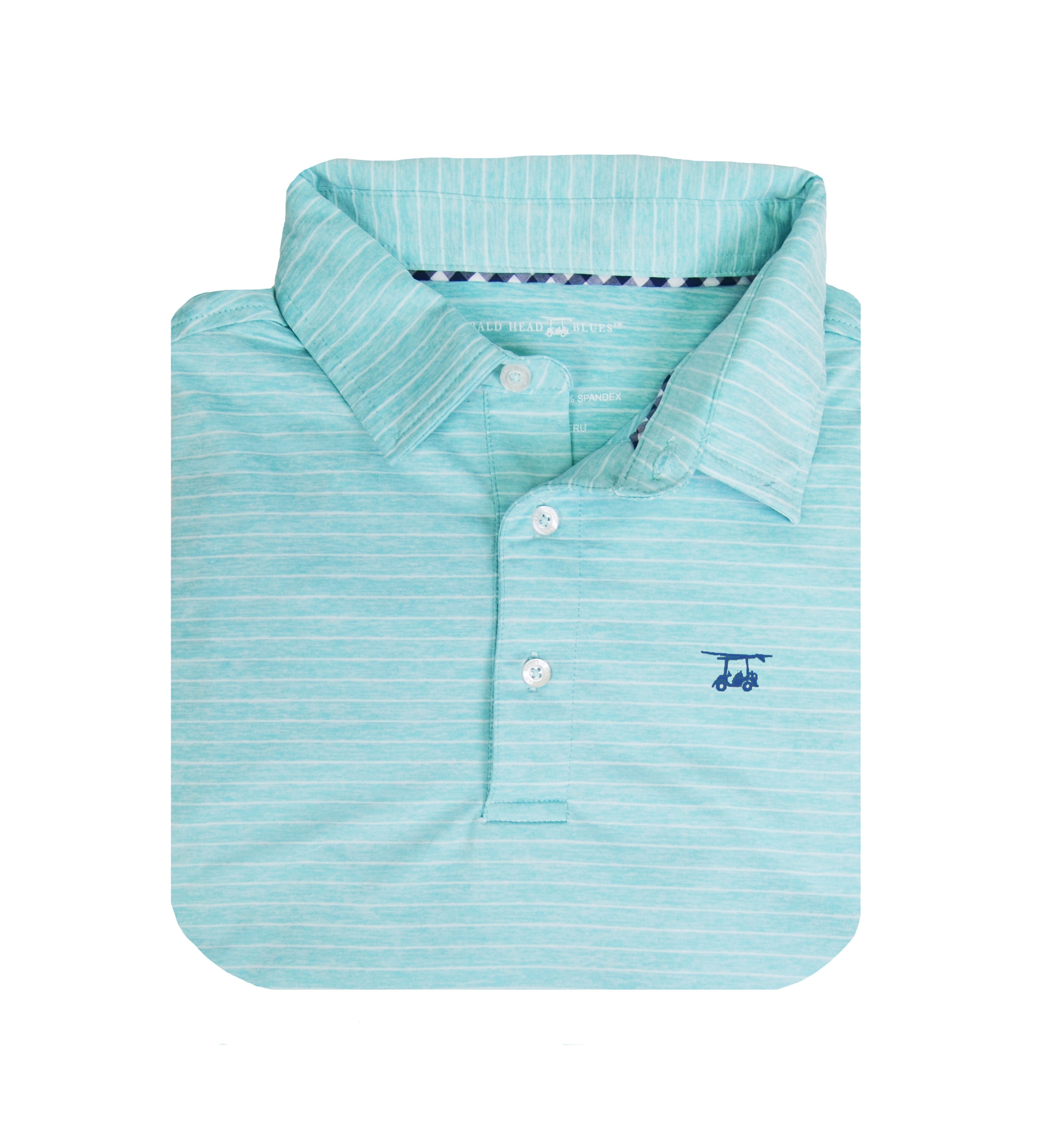 Albatross Youth Polo - Heather Aruba w/ White Pinstripes