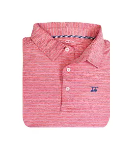 Albatross Youth Polo - Heather Coral w/ Regatta Pinstripes