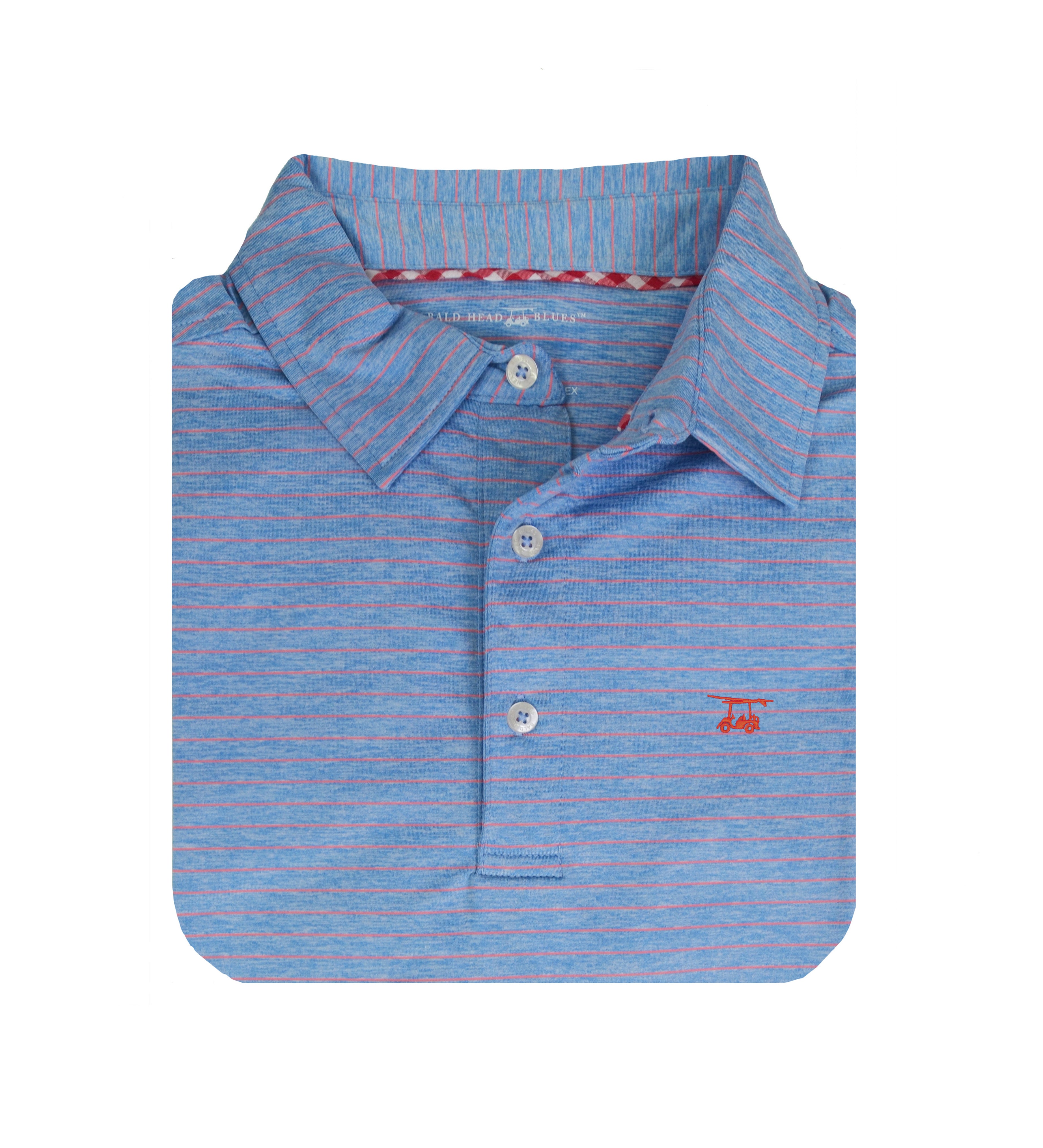 Albatross Youth Polo - Heather Regatta w/ Coral Pinstripes