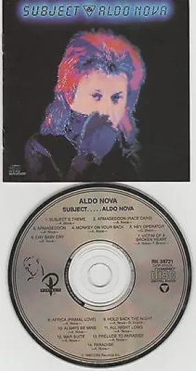 Aldo Nova CD, Subject, Original 1983 Portrait, 1st Press, Monkey On Your Back