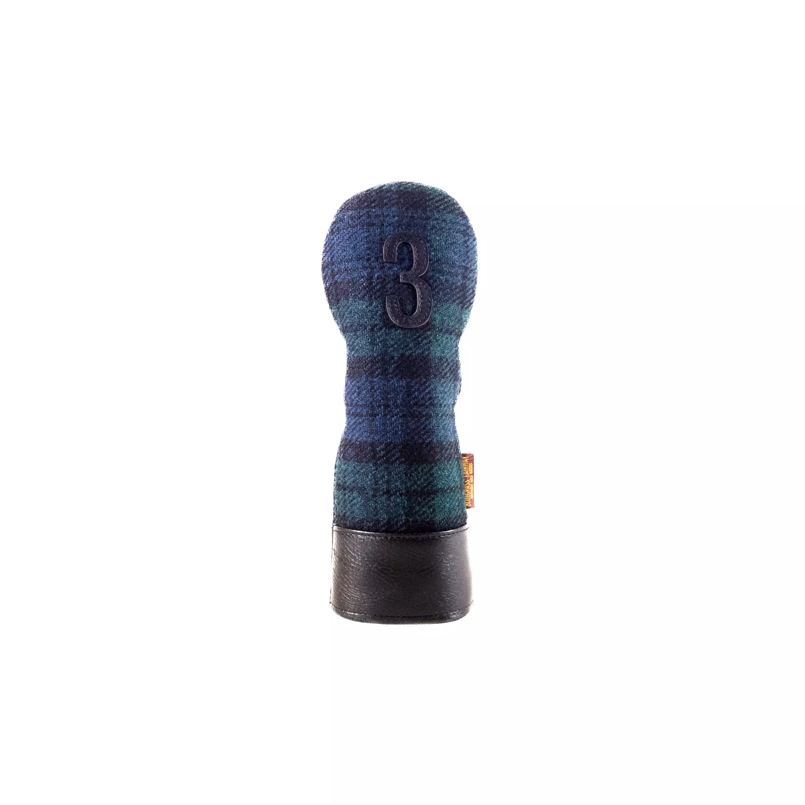 Americana Edition Harris Tweed and  leather golf Headcover in black watch 3 wood