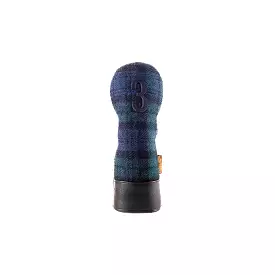 Americana Edition Harris Tweed and  leather golf Headcover in black watch 3 wood