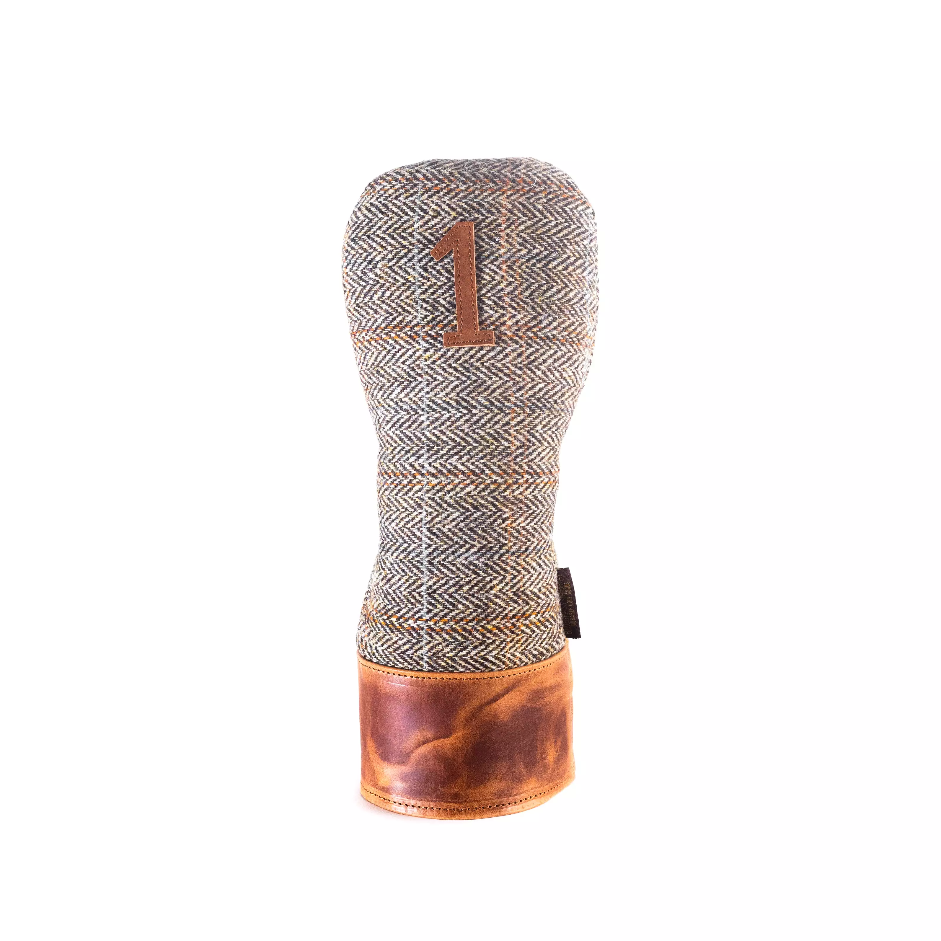 Americana Edition Harris Tweed and  leather golf Headcover in brown Herringbone Driver