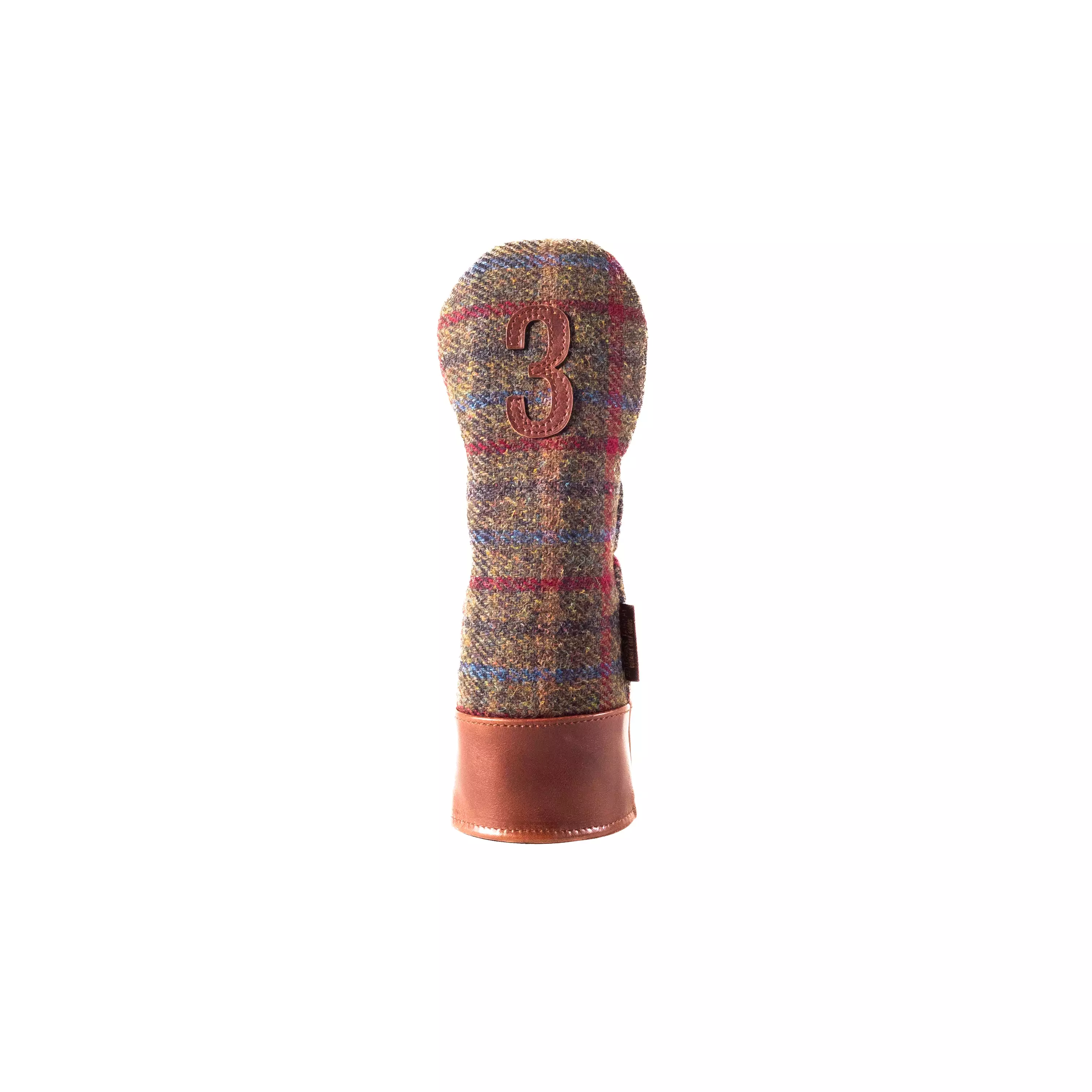 Americana Edition Harris Tweed and  leather golf Headcover in Olive Check 3 wood