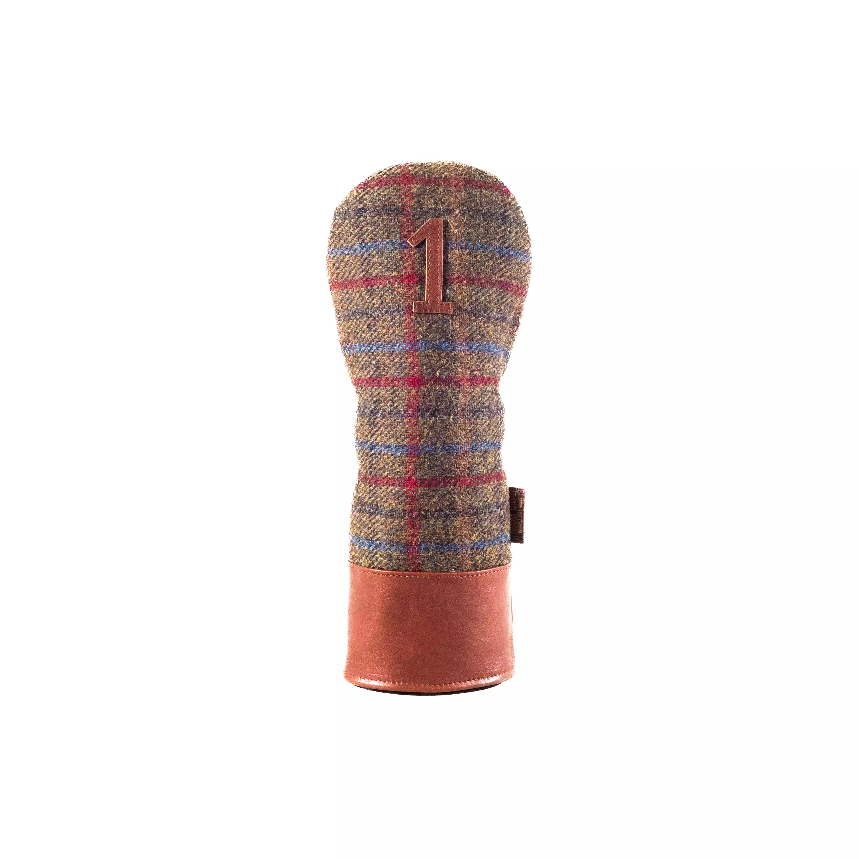 Americana Edition Harris Tweed and  leather golf Headcover in Olive Check Driver