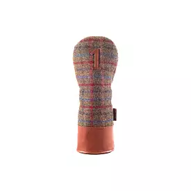 Americana Edition Harris Tweed and  leather golf Headcover in Olive Check Driver