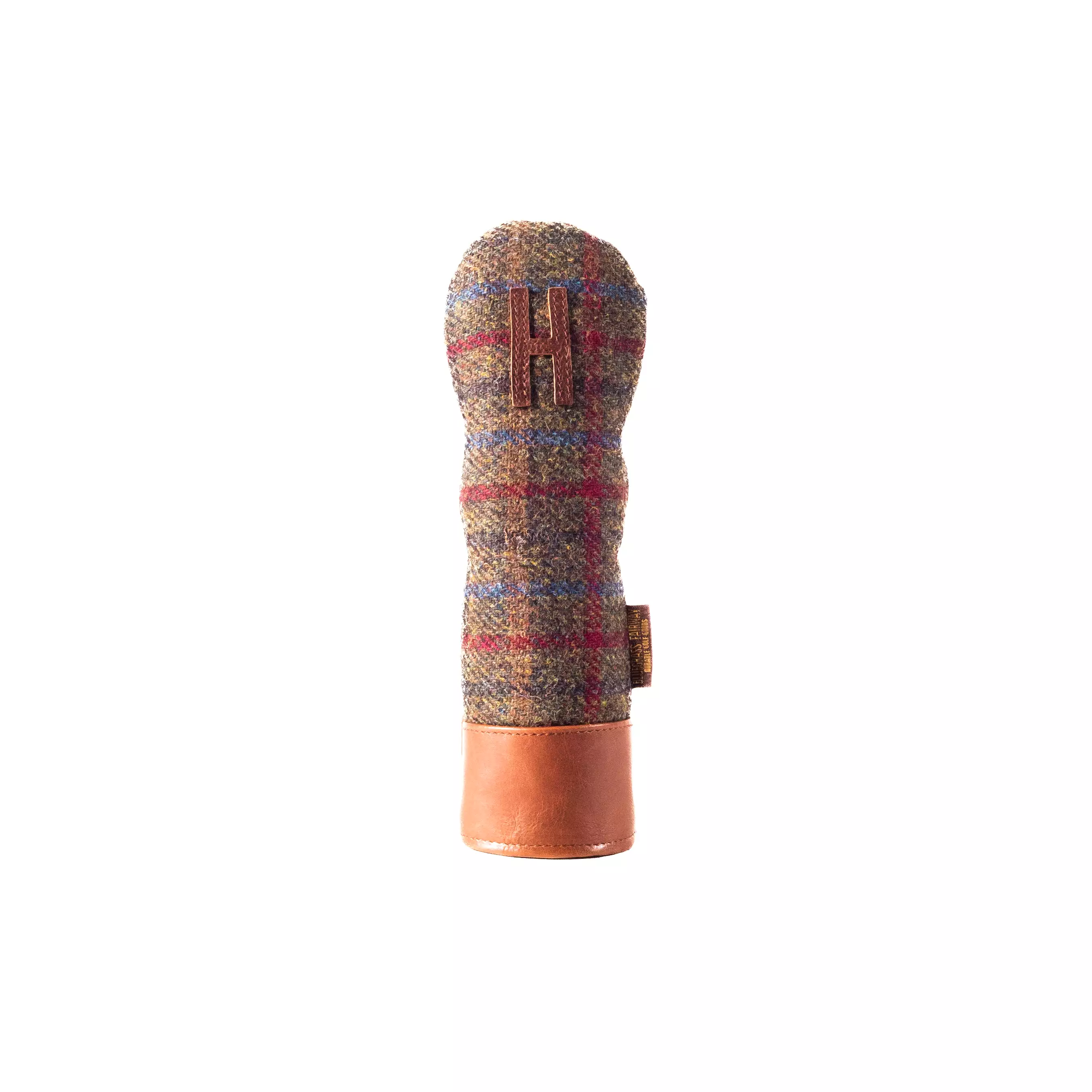 Americana Edition Harris Tweed and  leather golf Headcover in Olive Check Hybrid