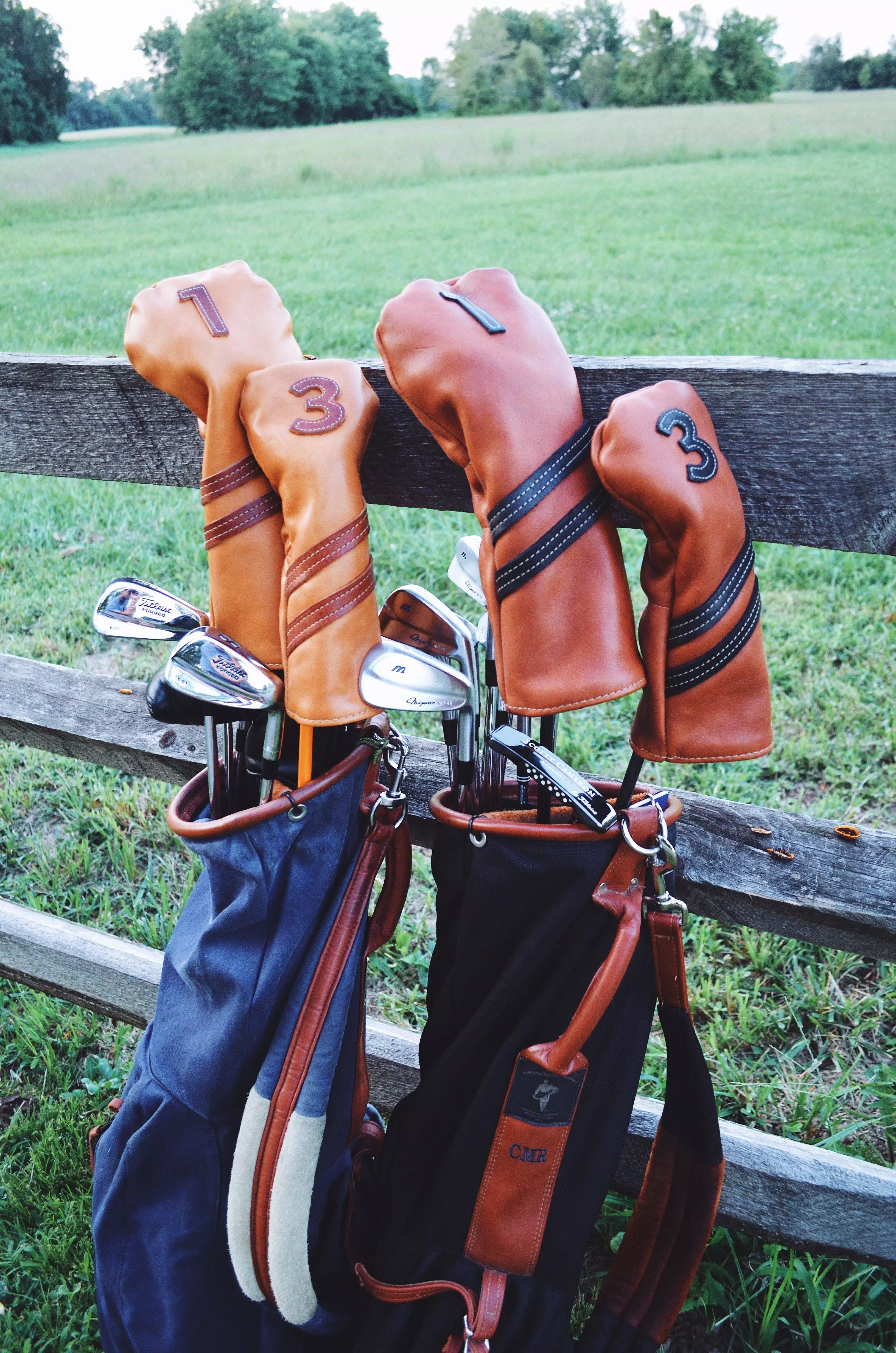 Americana Edition leather golf Headcover in Black/Chestnut  3 wood