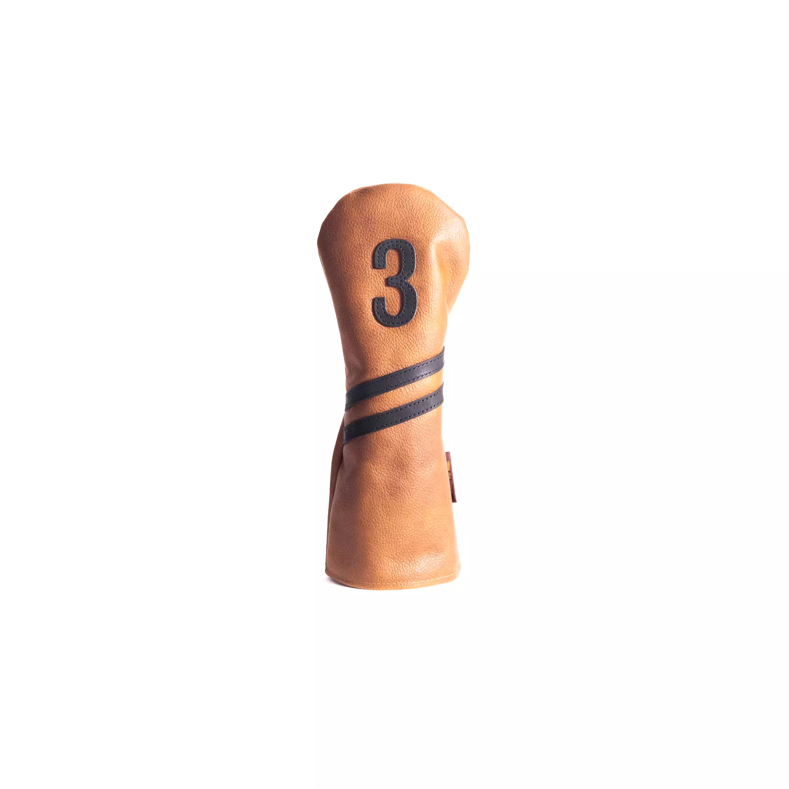 Americana Edition leather golf Headcover in Chestnut with black trim 3 wood