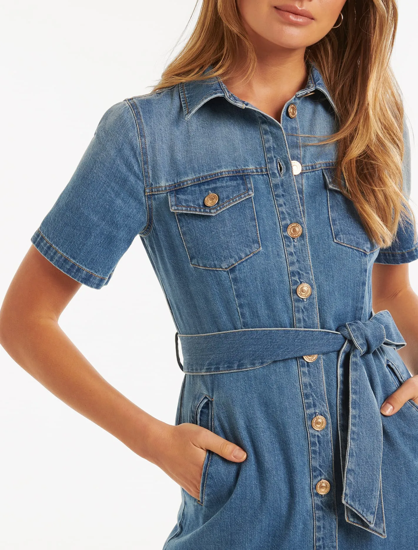 Andrea Denim Short Sleeve Shirt Dress