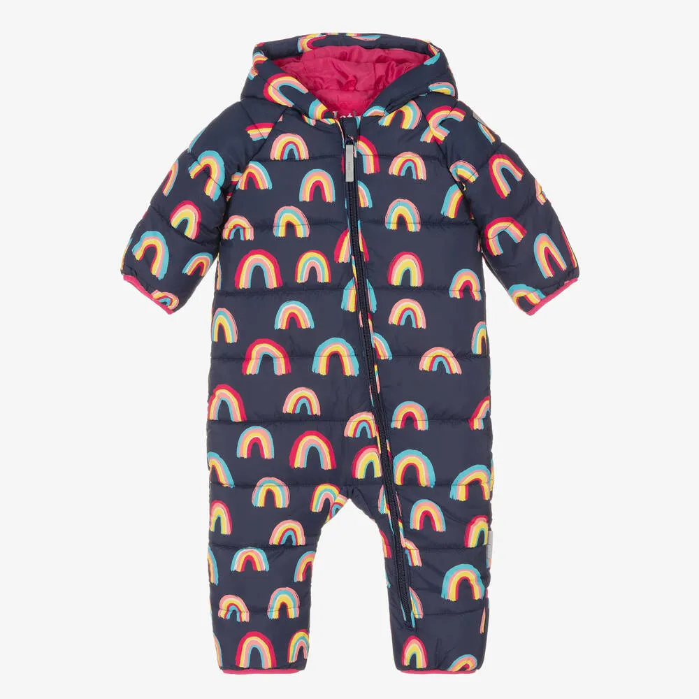 Baby Girls Blue Rainbow Snowsuit