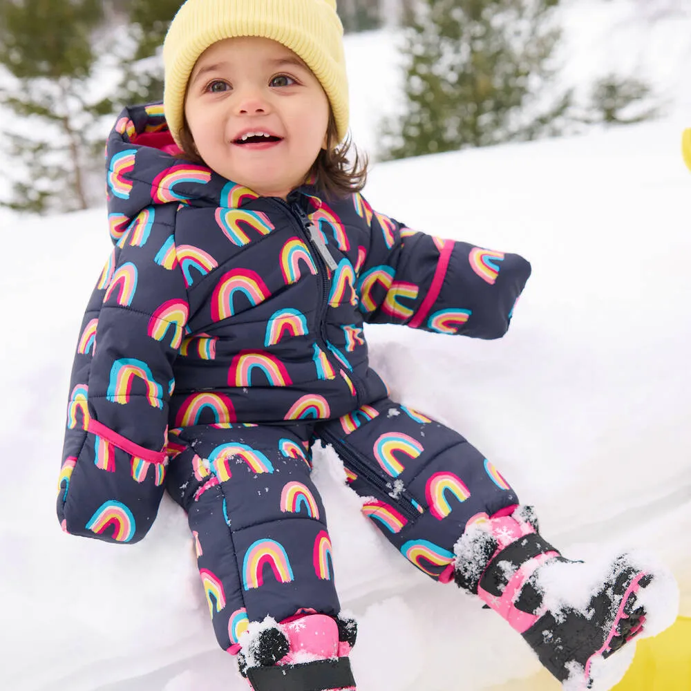 Baby Girls Blue Rainbow Snowsuit