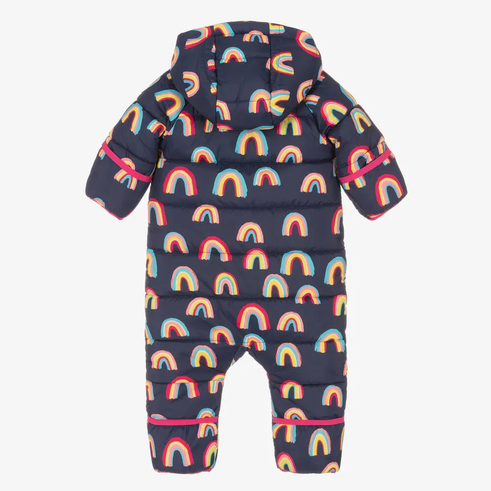 Baby Girls Blue Rainbow Snowsuit