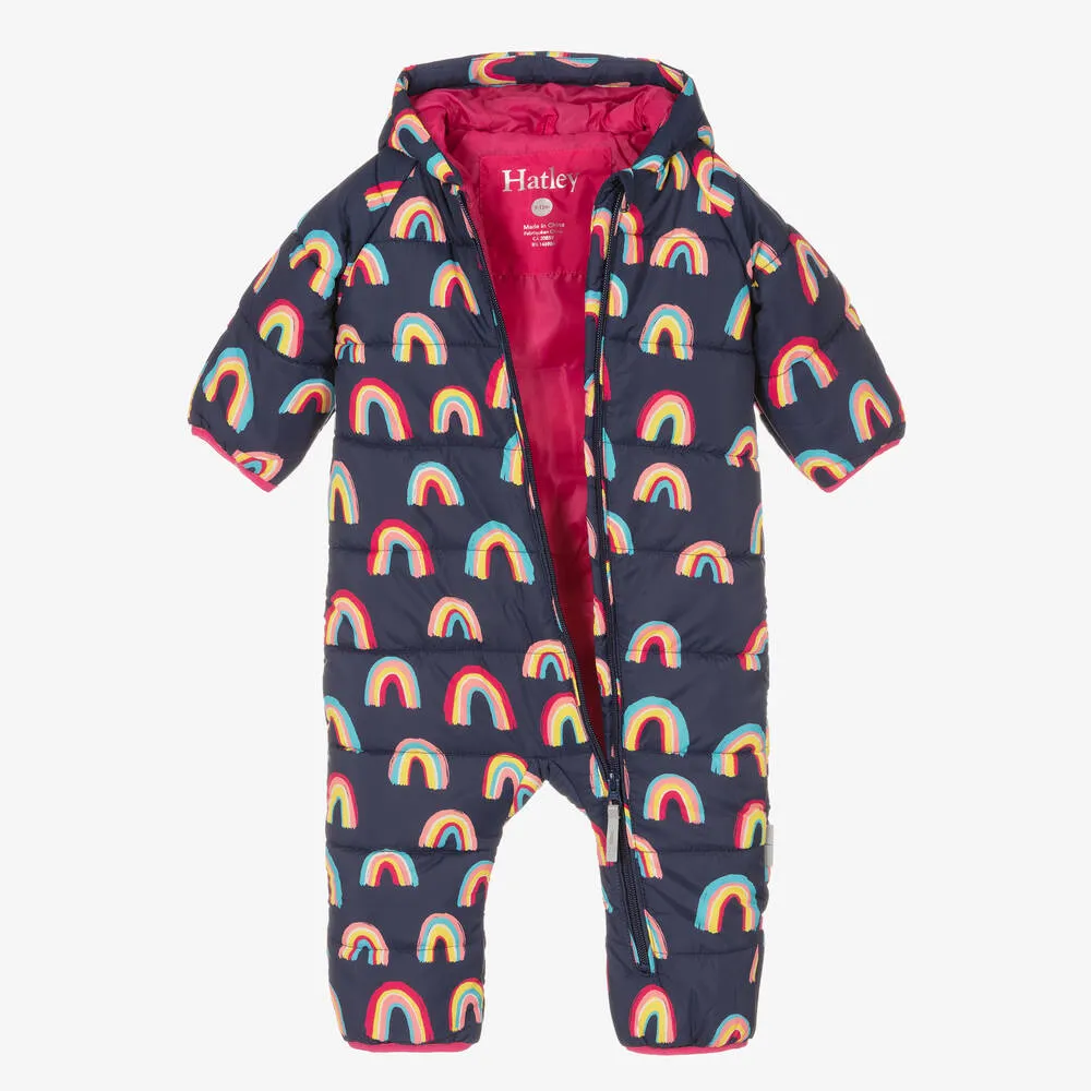 Baby Girls Blue Rainbow Snowsuit