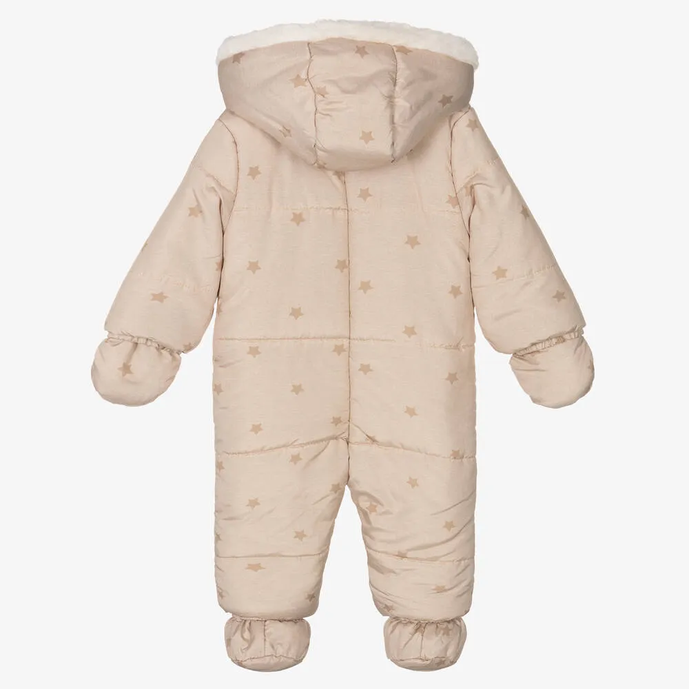 Beige Stars Baby Snowsuit