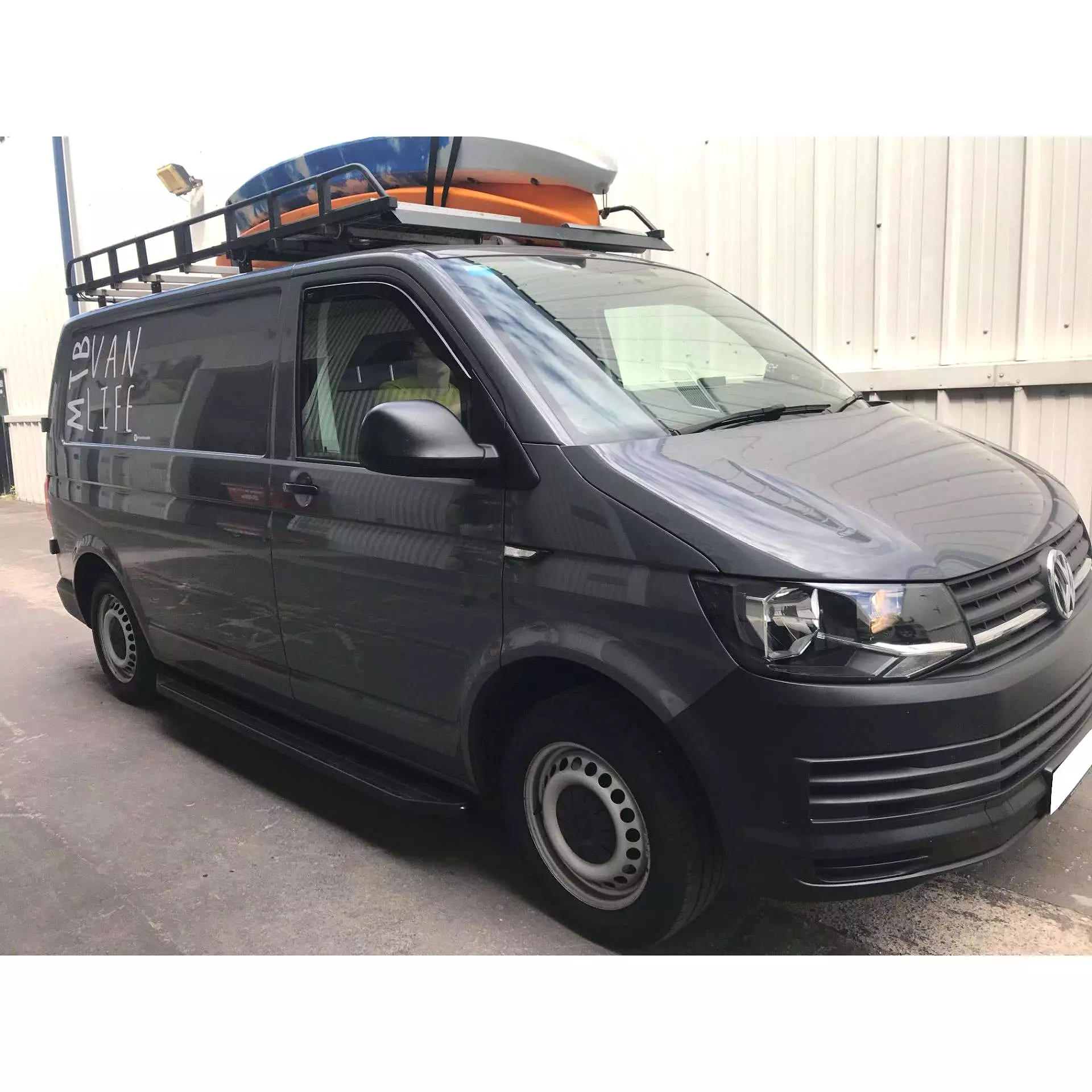 Black Raptor Side Steps Running Boards for Volkswagen Transporter T5 SWB