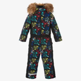 Boys Black Graffiti Print Snowsuit