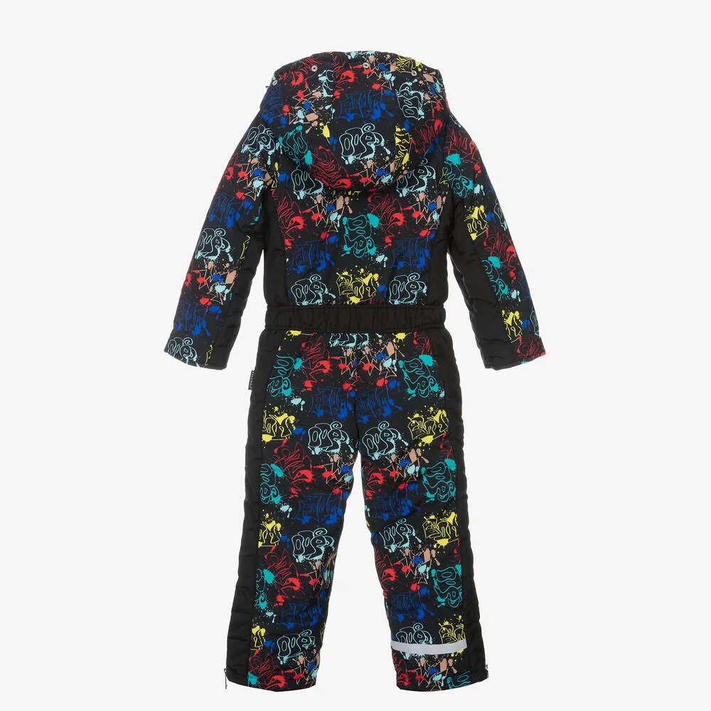 Boys Black Graffiti Print Snowsuit