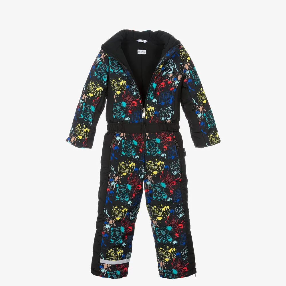 Boys Black Graffiti Print Snowsuit