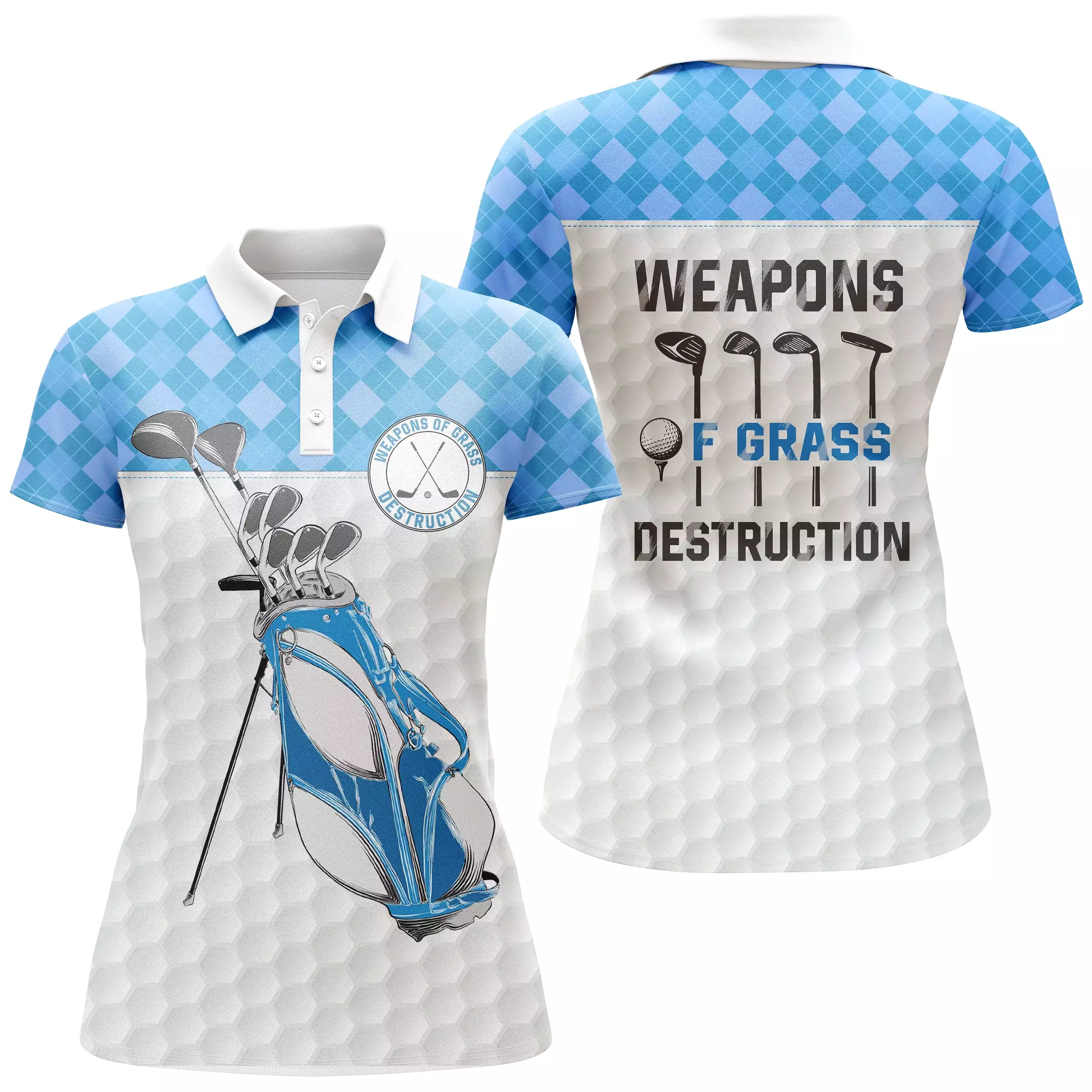 Cadeau Humour Golfeur, Polo de Sport Homme Femme, Polo à Séchage Rapide, Impression Club de Golf - Arme de Destruction de l'Herb