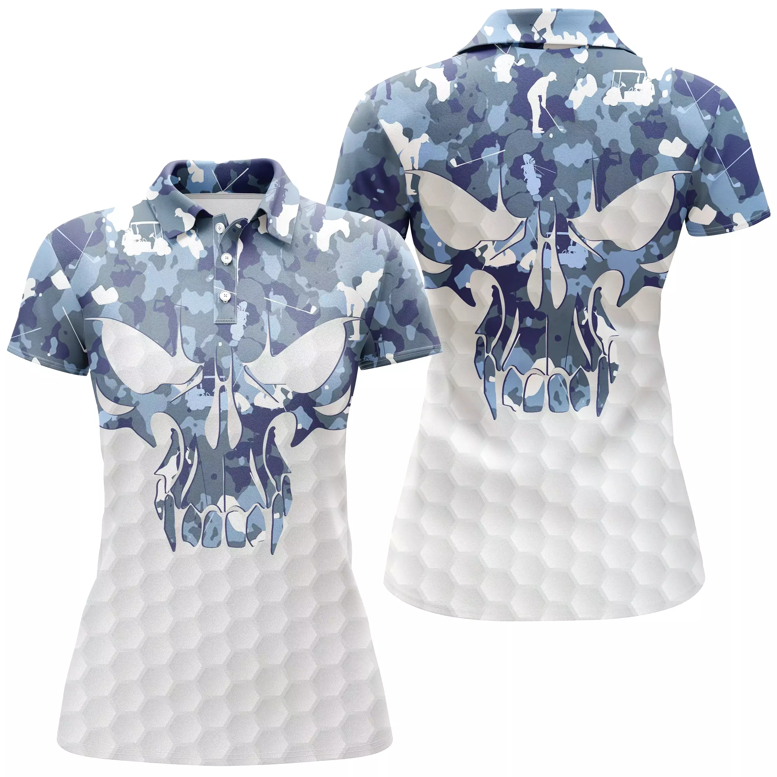 Chiptshirts - Polo De Golf, Cadeau Original Pour Fans De Golf, Polo de Sport Homme et Femme, Camouflage Golf, Crne de Golf - CTS