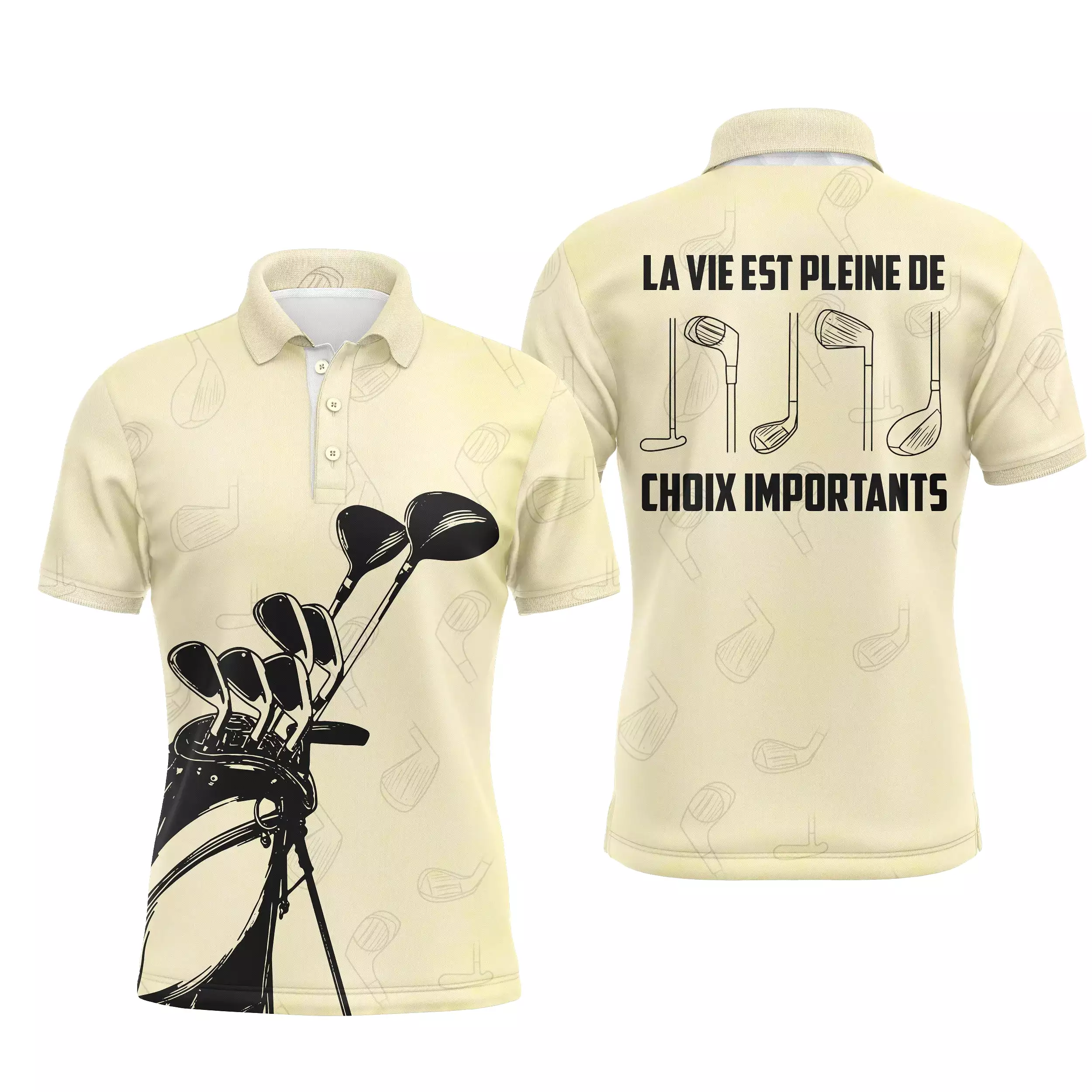 Chiptshirts - Polo De Golf, Cadeau Original Pour Fans De Golf, Polo de Sport Homme et Femme, Club de Golf, La Vie Est Pleine De 