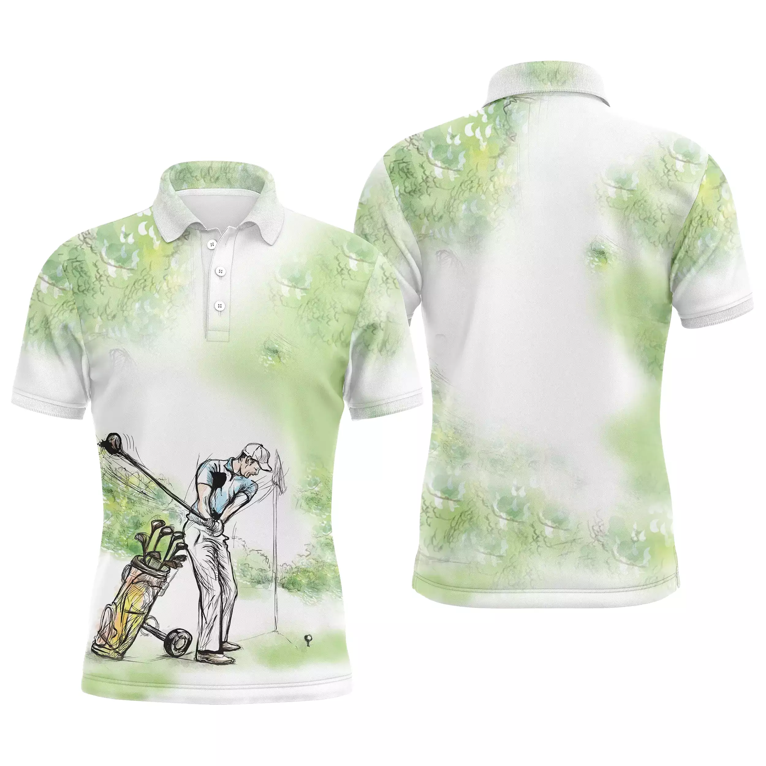 Chiptshirts - Polo De Golf, Cadeau Original Pour Fans De Golf, Polo de Sport Homme et Femme, Parcours de Golf, Vert Nature - CTS