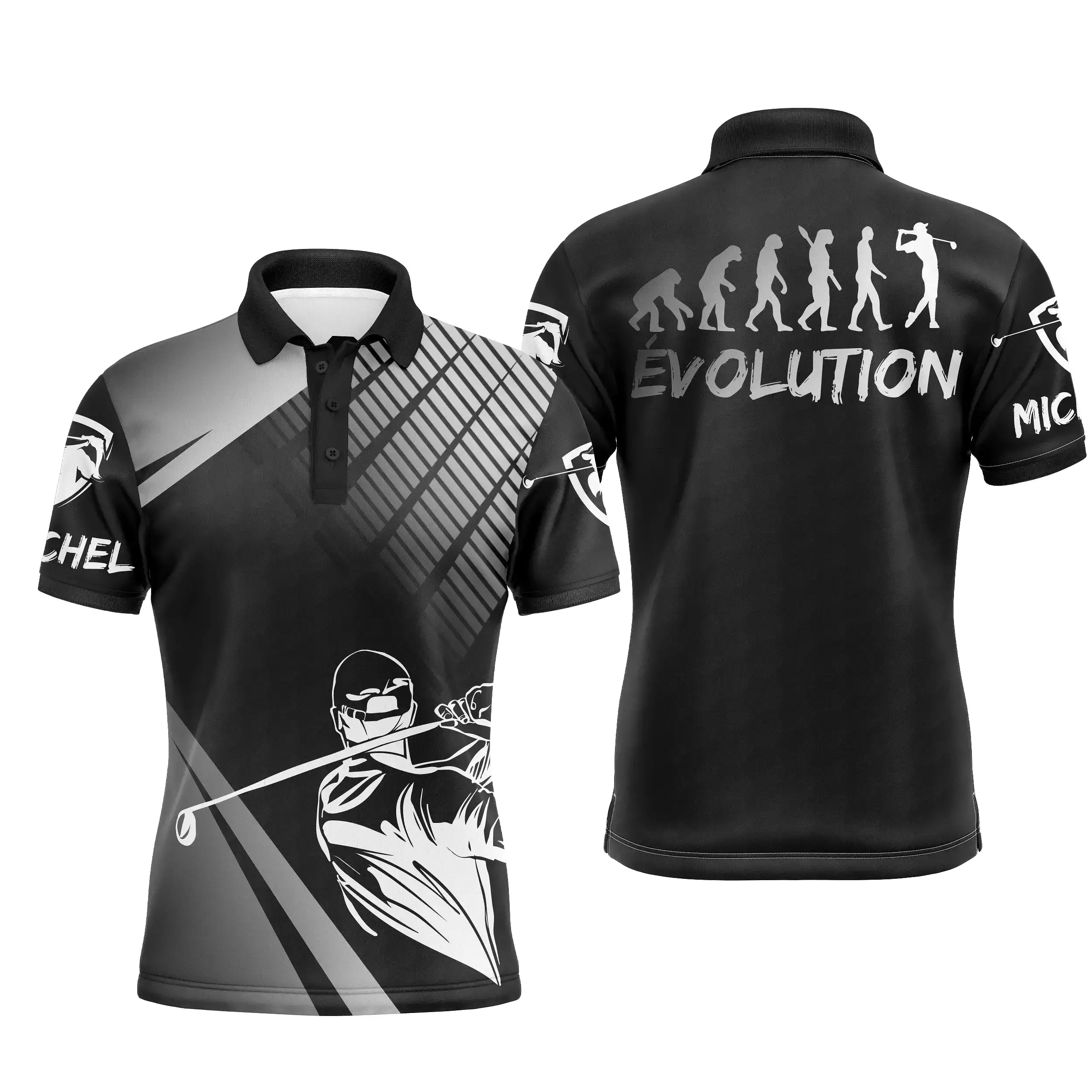 Chiptshirts - Polo De Golf, Noir et Blanc, Cadeau Personnalisé Pour Fans De Golf, Polo de Sport Homme et Femme, volution d'Un Go