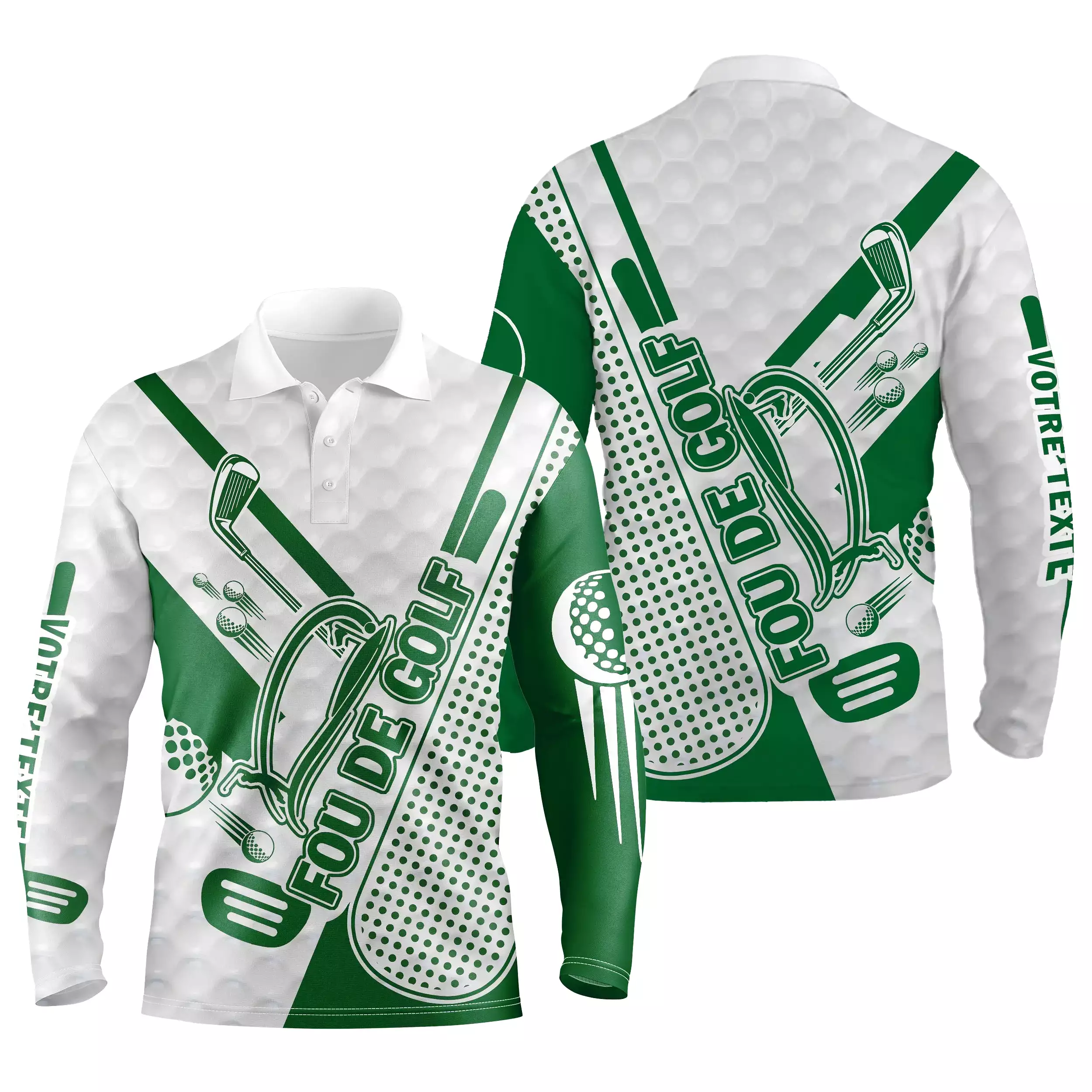 Chiptshirts - Polo De Golf, Vert et Bleu, Cadeau Personnalisé Pour Fans De Golf, Polo de Sport Homme et Femme, Motifs Balle De G