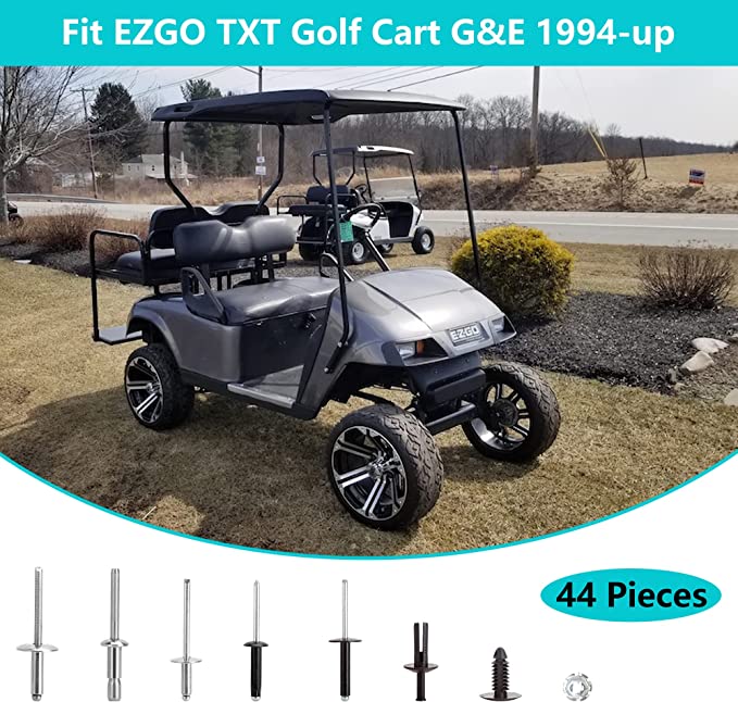 Complete Body Metal Rivet Hardware Kit for (94+) EZGO TXT Gas/Electric Golf Cart with Extra 10 PCS Plastic Fastener Tree Rivets 