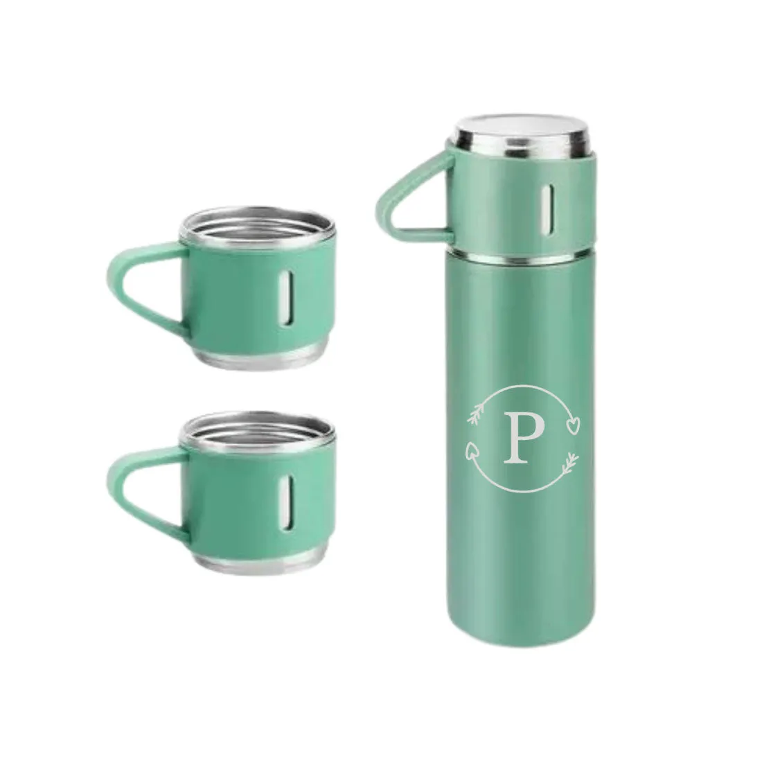 Custom Thermos Bottle With 2 Cup Set Travel Coffee Tea Mug Flask Gift Box