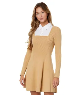 English Factory Mixed Media Fit-and-Flare Sweaterdress