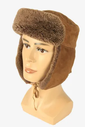 Fur Ushanka Hat Vintage Earflaps Ski Cossack 90s Camel Size 52 cm - Pepper Tree London