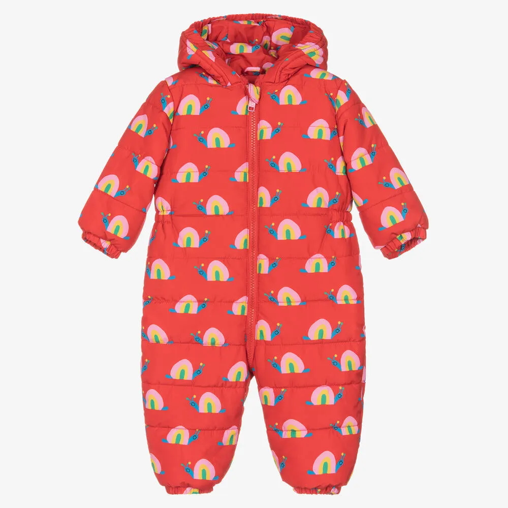 Girls Red Padded Snail Snowsuit