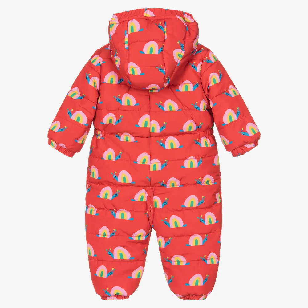 Girls Red Padded Snail Snowsuit