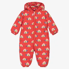 Girls Red Padded Snail Snowsuit