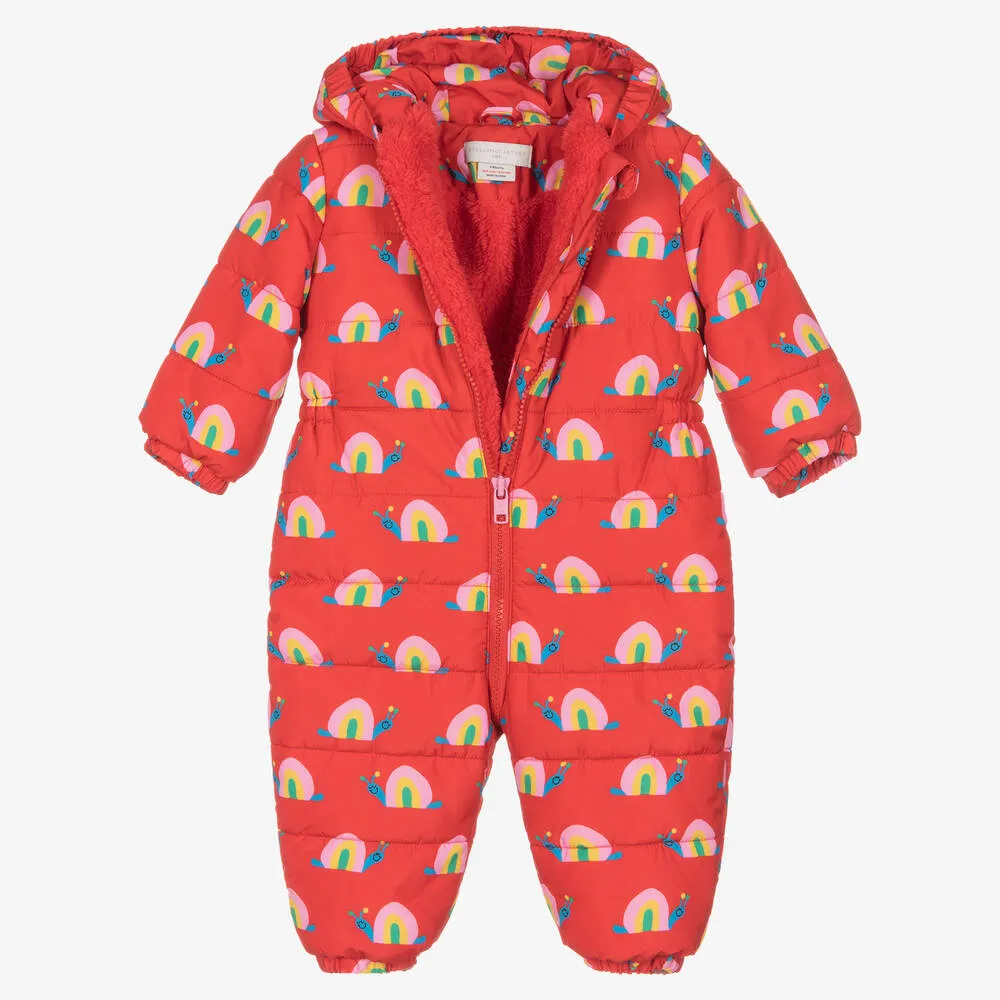 Girls Red Padded Snail Snowsuit