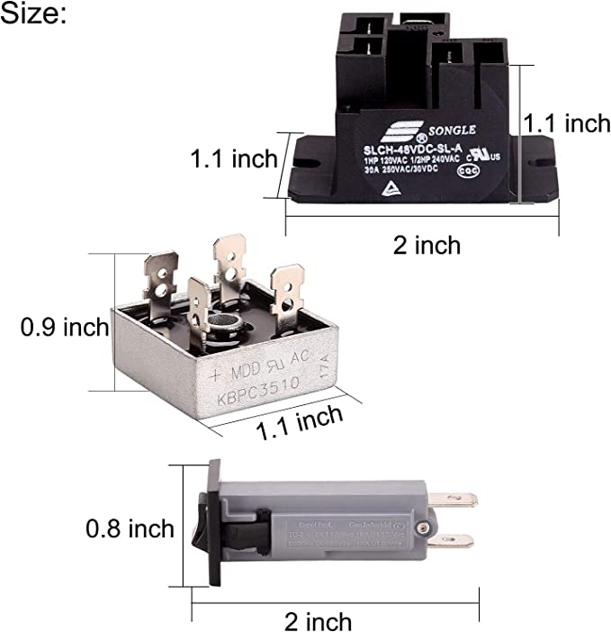 Golf Cart Battery Charger Repair Kit for Club Car 48V Powerdrive 1 & 2 Chargers - 10L0L