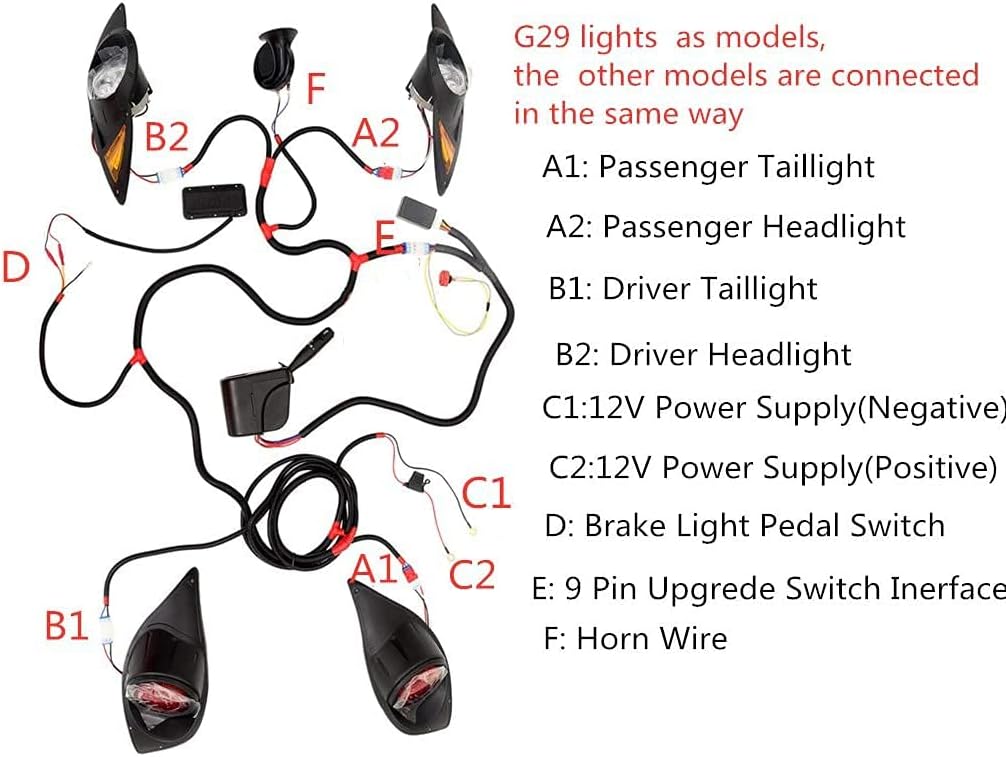 Golf Cart Headlight & Taillight Kit for Yamaha G29 Drive G&E 2007-Up - 10L0L